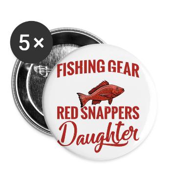 Touchez mes engins de pêche, mes rouges - Lot de 5 grands badges (56 mm) - blanc - Devant