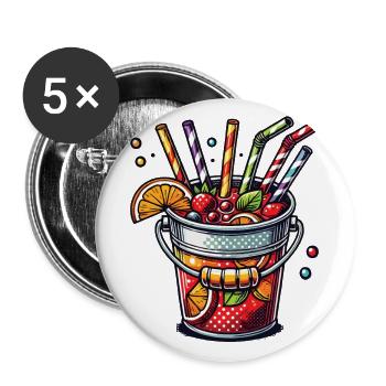 Seau de sangria coloré Seau à boire Majorque - Lot de 5 grands badges (56 mm) - blanc - Devant