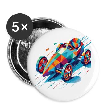 Boîte à savon colorée Retro Polygon racer - Lot de 5 grands badges (56 mm) - blanc - Devant