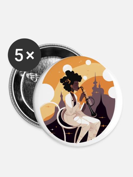 Flöte Zauberin - Buttons groß 56 mm (5er Pack) - Weiß