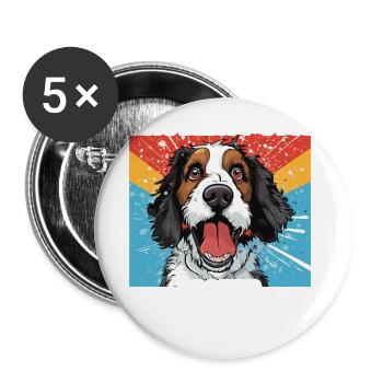 Property of a spoiled Bernedoodle - Buttons large 2.2''/56 mm (5-pack) - white - Front
