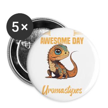 C’est un grand jour pour obtenir plus d’uromastyx - Lot de 5 grands badges (56 mm) - blanc - Devant
