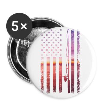 Fishing It's all fun and games until you - Buttons large 2.2''/56 mm (5-pack) - white - Front