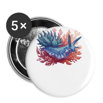 Slug saves the sea snails - Buttons large 2.2''/56 mm (5-pack) - white - Front
