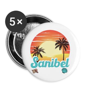 Nous arrivons ici sur l’île de Sanibel - Lot de 5 grands badges (56 mm) - blanc - Devant