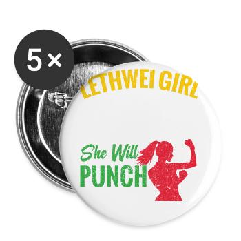 Lethwei Mädchen, Sie Ist Schönheit, Sie Ist Gnade, - Buttons groß 56 mm (5er Pack) - Weiß - Vorne