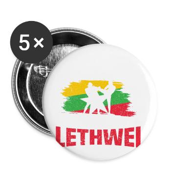 Leg Dich Nie Mit Mir An, Ich Kenne Lethwei - Buttons groß 56 mm (5er Pack) - Weiß - Vorne
