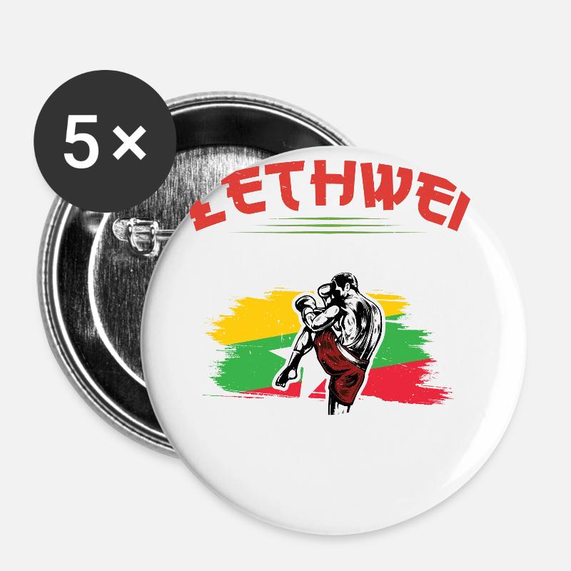 Lethwei is what men do, while boys - Buttons large 2.2''/56 mm (5-pack) - white