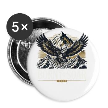 Mountains Nature And Eagle Born To Soar - Buttons large 2.2''/56 mm (5-pack) - white - Front