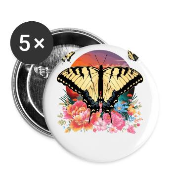 Tiger swallowtails are a girl's best - Buttons large 2.2''/56 mm (5-pack) - white - Front