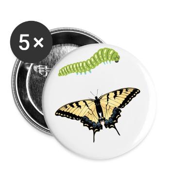 Tiger swallowtails are a girl's best - Buttons large 2.2''/56 mm (5-pack) - white - Front