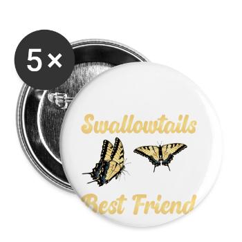 Tiger swallowtails are a girl's best - Buttons large 2.2''/56 mm (5-pack) - white - Front