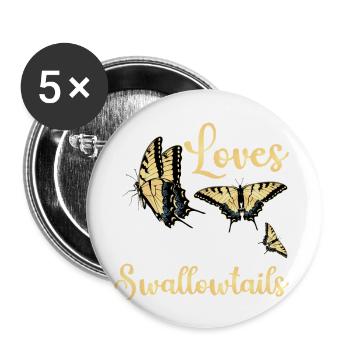This Boy Loves Tiger Swallowtails - Buttons large 2.2''/56 mm (5-pack) - white - Front