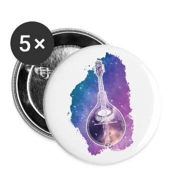 Mandoline, Weil Normale Gitarren Langweilig Sind - Buttons groß 56 mm (5er Pack) - Weiß - Vorne
