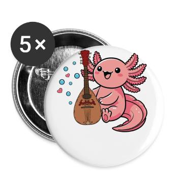 Mandoline, Weil Normale Gitarren Langweilig Sind - Buttons groß 56 mm (5er Pack) - Weiß - Vorne