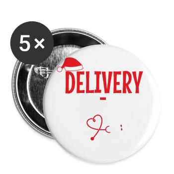 L&D Tech Chapeau de Père Noël - Lot de 5 grands badges (56 mm) - blanc - Devant