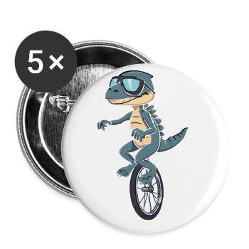This Guy Loves Unicycles Dino - Buttons large 2.2''/56 mm (5-pack) - white - Front