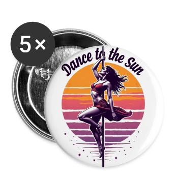 Pole dance - Danse au soleil - Lot de 5 grands badges (56 mm) - blanc - Devant