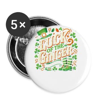 Ginger's Happiness St. Patrick's Day - Buttons large 2.2''/56 mm (5-pack) - white - Front