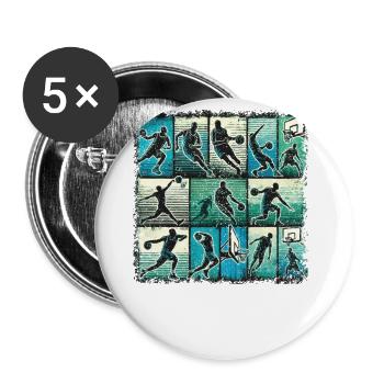 L’amour du ballon Le basket-ball est dans mon ADN - Lot de 5 grands badges (56 mm) - blanc - Devant