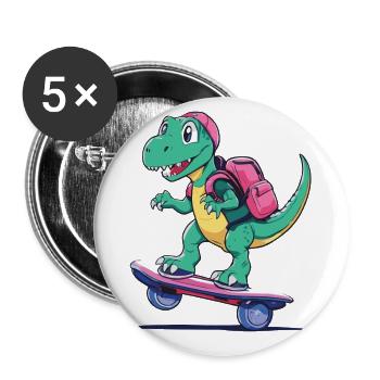 Dino Life est meilleur si vous faites du hoverboard - Lot de 5 grands badges (56 mm) - blanc - Devant