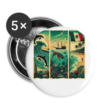 Mexico Vacation Souvenir Summer Cancun - Buttons large 2.2''/56 mm (5-pack) - white - Front