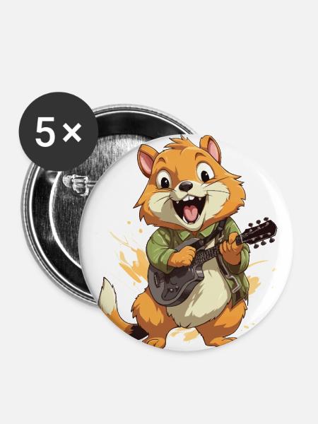 Harmonische Eichhörnchen-Serenade - Buttons groß 56 mm (5er Pack) - Weiß
