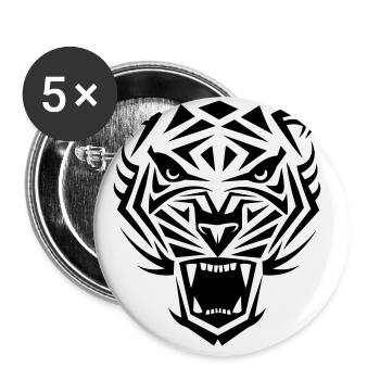 Tiger Tribal Wild Cat Cool mood - Buttons large 2.2''/56 mm (5-pack) - white - Front