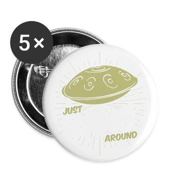 Handpan Hang T-Shirt Musique Sound Snail - Lot de 5 grands badges (56 mm) - blanc - Devant