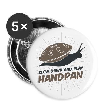 Handpan Hang Escargot de musique Son T-shirt tee - Lot de 5 grands badges (56 mm) - blanc - Devant
