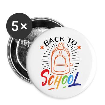 Back to school for boys and girls - Buttons large 2.2''/56 mm (5-pack) - white - Front