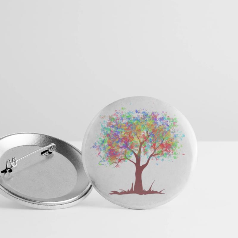 Baum mit Regenbogen Farben Blättern Buttons groß 56 mm (5er Pack)