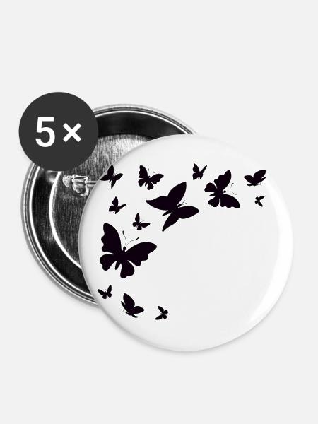 schmetterlinge - Buttons groß 56 mm (5er Pack) - Weiß