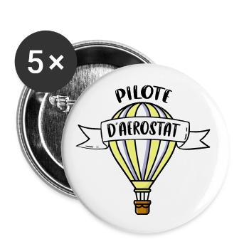 Pilote d'aérostat - Lot de 5 grands badges (56 mm) - blanc - Devant