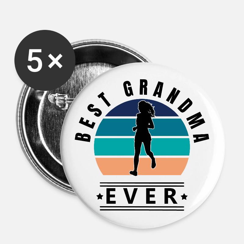 Best Grandma Ever Running - Buttons large 2.2''/56 mm (5-pack) - white
