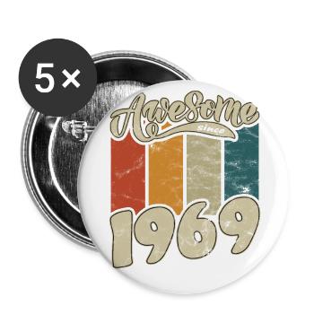 1969 Birthday Awesome since Retro - Buttons large 2.2''/56 mm (5-pack) - white - Front