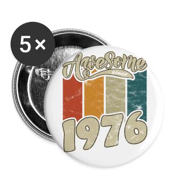 1976 Birthday Awesome since Retro - Buttons large 2.2''/56 mm (5-pack) - white - Front