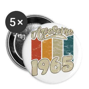 1965 Birthday Awesome since Retro - Buttons large 2.2''/56 mm (5-pack) - white - Front