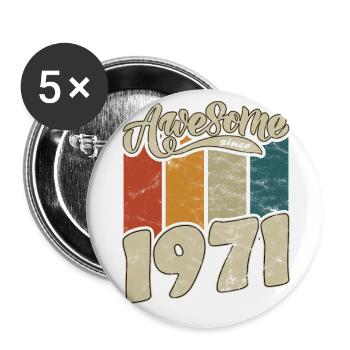 1971 Birthday Awesome since Retro - Buttons large 2.2''/56 mm (5-pack) - white - Front