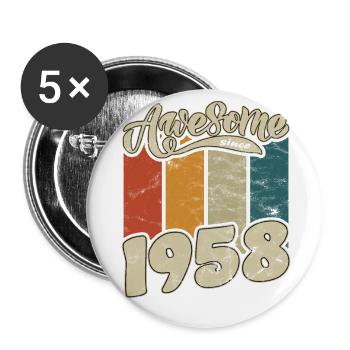 1958 Geburtstag Awesome since Retro - Buttons groß 56 mm (5er Pack) - Weiß - Vorne