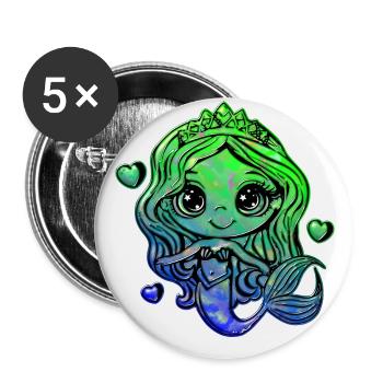 Süße Meerjungfrau 1 - Buttons groß 56 mm (5er Pack) - Weiß - Vorne