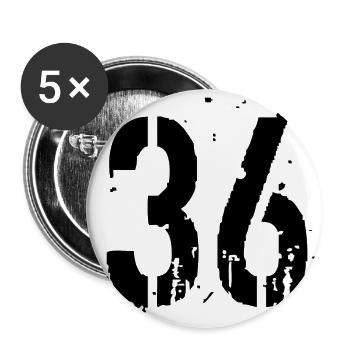 36 Nombre 36 - Lot de 5 grands badges (56 mm) - blanc - Devant