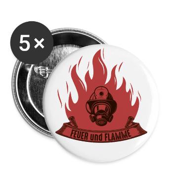 Feuer und Flamme - Buttons groß 56 mm (5er Pack) - Weiß - Vorne