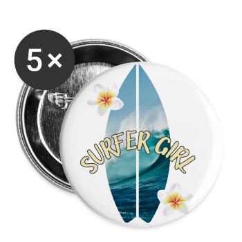 Surfer Girl - Buttons groß 56 mm (5er Pack) - Weiß - Vorne