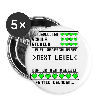 Doktortitel Doktor der Medizin Med bestanden - Buttons groß 56 mm (5er Pack) - Weiß - Vorne