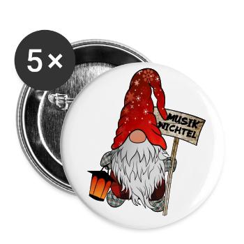 Musik Wichtel – Weihnachtsgnom - Buttons groß 56 mm (5er Pack) - Weiß - Vorne
