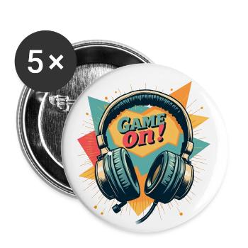 Gaming Headset - Game on - Buttons groß 56 mm (5er Pack) - Weiß - Vorne