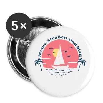1 Meine Strassen sind blau - Buttons groß 56 mm (5er Pack) - Weiß - Vorne