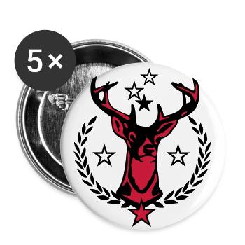 28 Hirsch Lorbeerkranz Sterne - Buttons groß 56 mm (5er Pack) - Weiß - Vorne