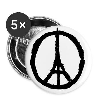 EIFELTURM, JE SUIS PARIS, PEACE PARIS 2015 - Buttons groß 56 mm (5er Pack) - Weiß - Vorne